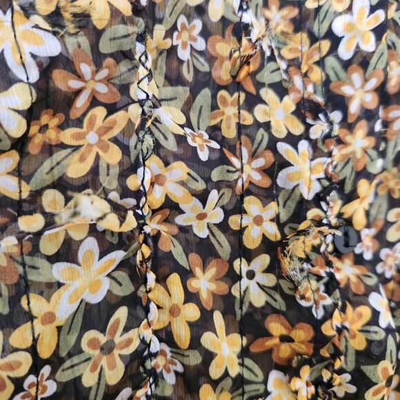 Zara Floral Fringe Blouse Long Sleeves Sheer Fairy Ethereal Garden Girl Pretty - Picture 5 of 8